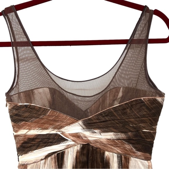 Burberry Batik Brown Mesh Detail Sleeveless Dress Women’s 42 - Picture 8 of 12